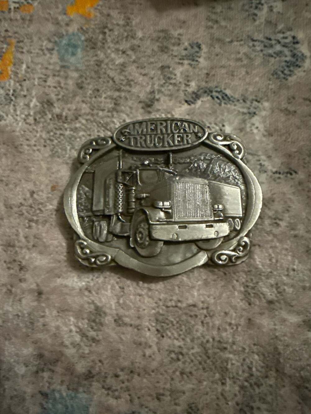 Vintage 1988 Bergamot Brass Works American Trucker Belt Buckle Made in USA